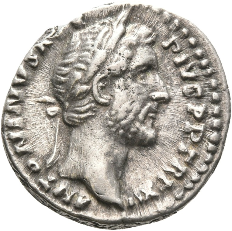 RIC III Antoninus Pius 183 Antoninus Pius obverse, Head of Antoninus Pius, laureate, right