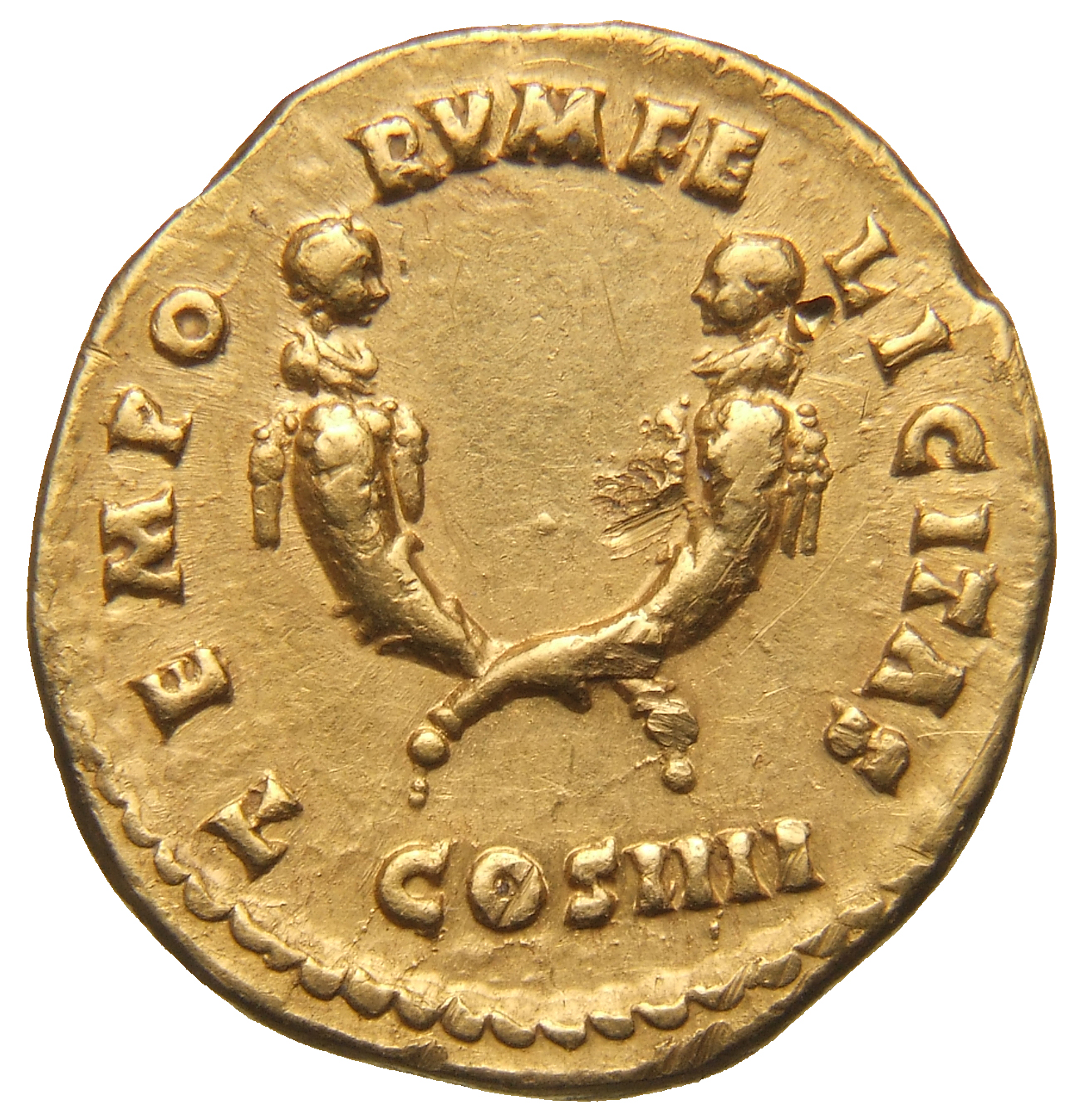 RIC III Antoninus Pius 185A Antoninus Pius reverse, Crossed cornucopiae, surmounted by busts of two small boys