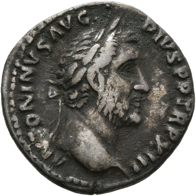 RIC III Antoninus Pius 189 Antoninus Pius obverse, Head of Antoninus Pius, laureate, right