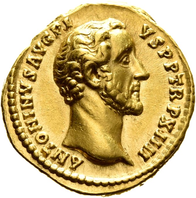 RIC III Antoninus Pius 199A Antoninus Pius obverse, Head of Antoninus Pius, bare, right