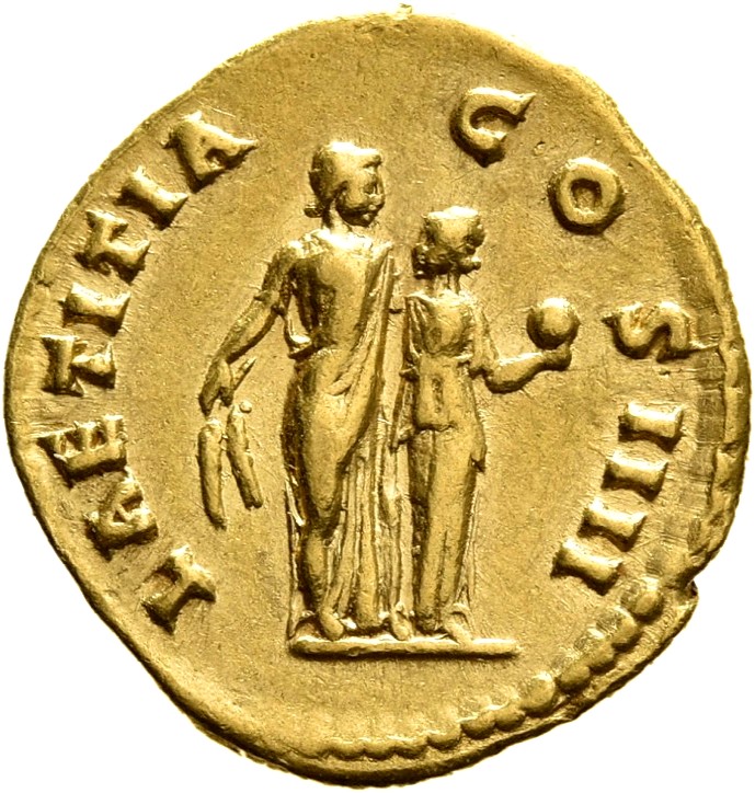 RIC III Antoninus Pius 199C Antoninus Pius reverse, Ceres, draped, standing right, holding two corn-ears in right hand; at...