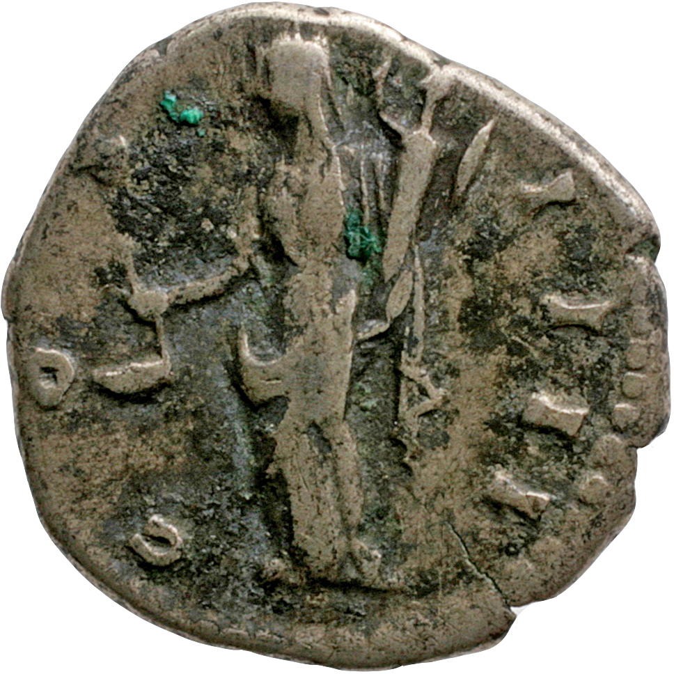 RIC III Antoninus Pius 203 Antoninus Pius reverse, Vesta, veiled, draped, standing left, holding simpulum lowered in right...