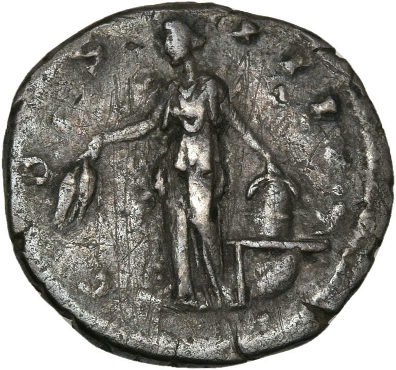 RIC III Antoninus Pius 204 Antoninus Pius reverse, Annona, draped, standing left, holding two corn-ears lowered in right h...