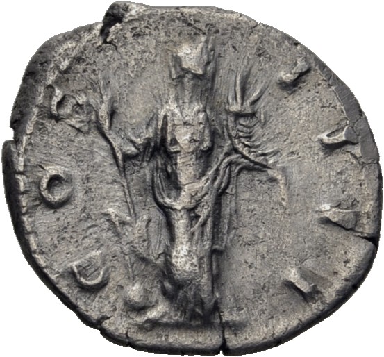 RIC III Antoninus Pius 205 Antoninus Pius reverse, Fortuna, draped, standing right, holding rudder upright on globe in rig...