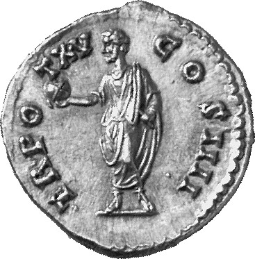 RIC III Antoninus Pius 213 Antoninus Pius reverse, Antoninus Pius, togate, standing left, holding globe in right hand, lef...