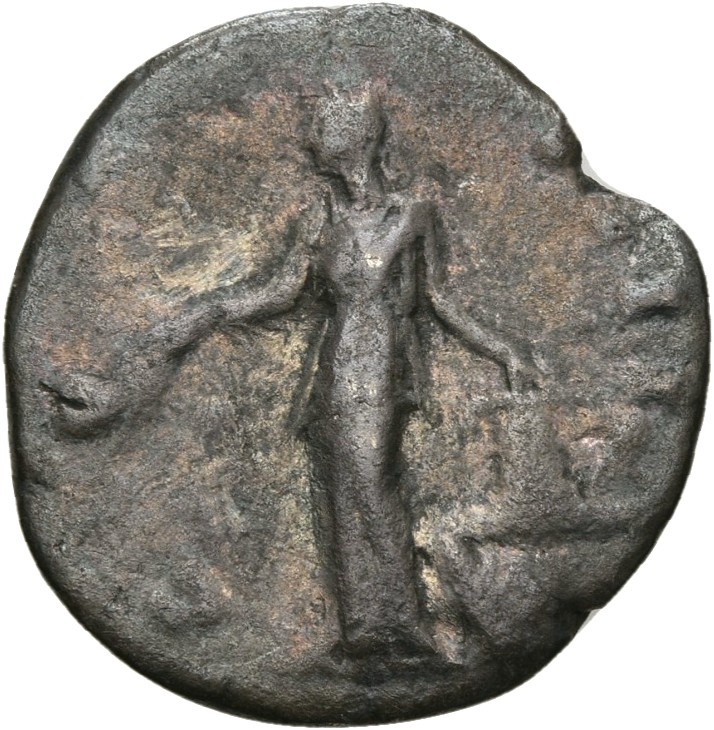 RIC III Antoninus Pius 221 Antoninus Pius reverse, Annona, draped, standing left, holding two corn-ears downwards in right...