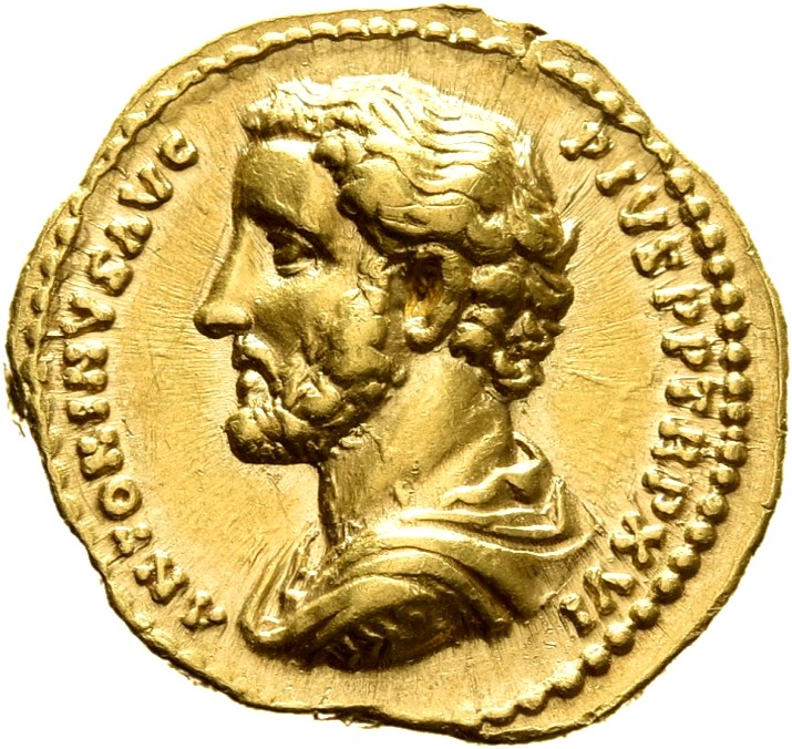 RIC III Antoninus Pius 226E Antoninus Pius obverse, Bust of Antoninus Pius, bare-headed, draped, cuirassed, left
