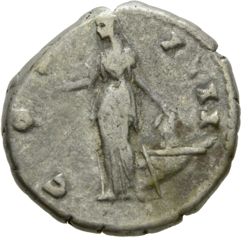 RIC III Antoninus Pius 239 Antoninus Pius reverse, Annona, draped, standing left, holding two corn-ears downwards in right...