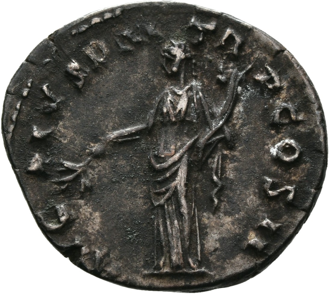 RIC III Antoninus Pius 23a Antoninus Pius reverse, Pax, draped, standing left, holding branch in extended right hand and v...