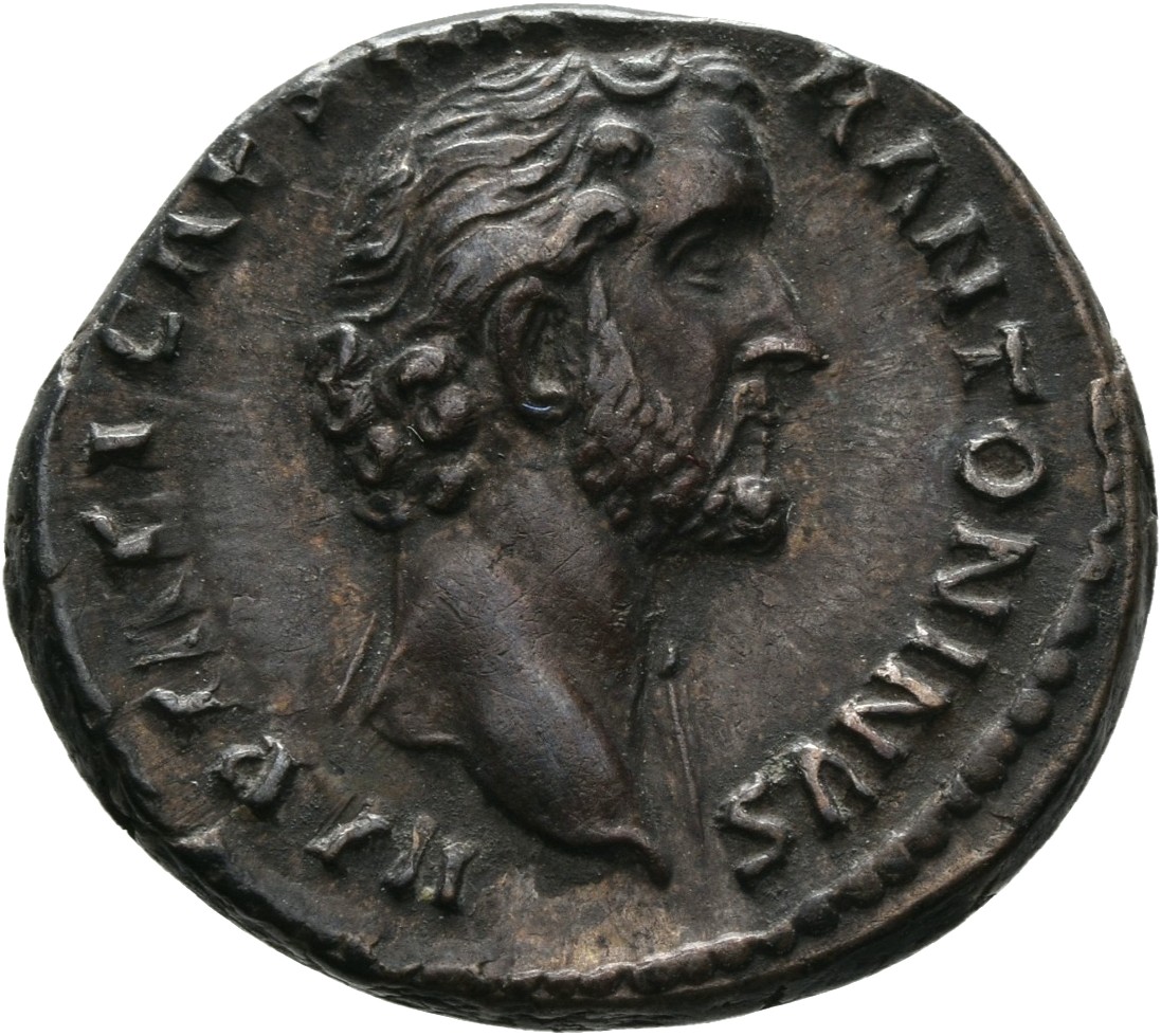 RIC III Antoninus Pius 23a Antoninus Pius obverse, Head of Antoninus Pius, bare, right