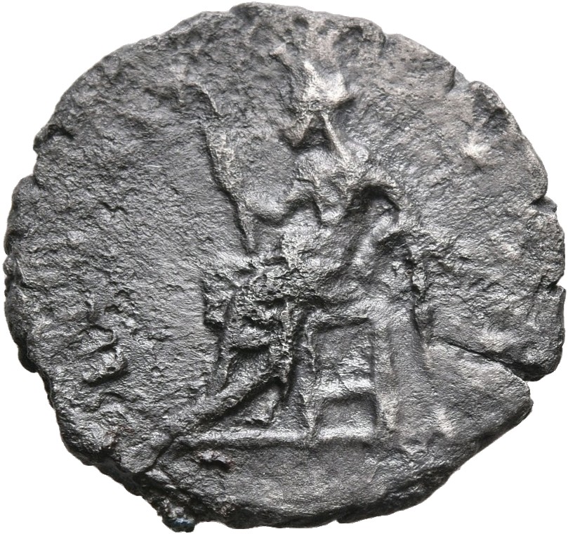 RIC III Antoninus Pius 248 (denarius) Antoninus Pius reverse, Ceres, veiled, draped, seated left, on low seat, holding tra...