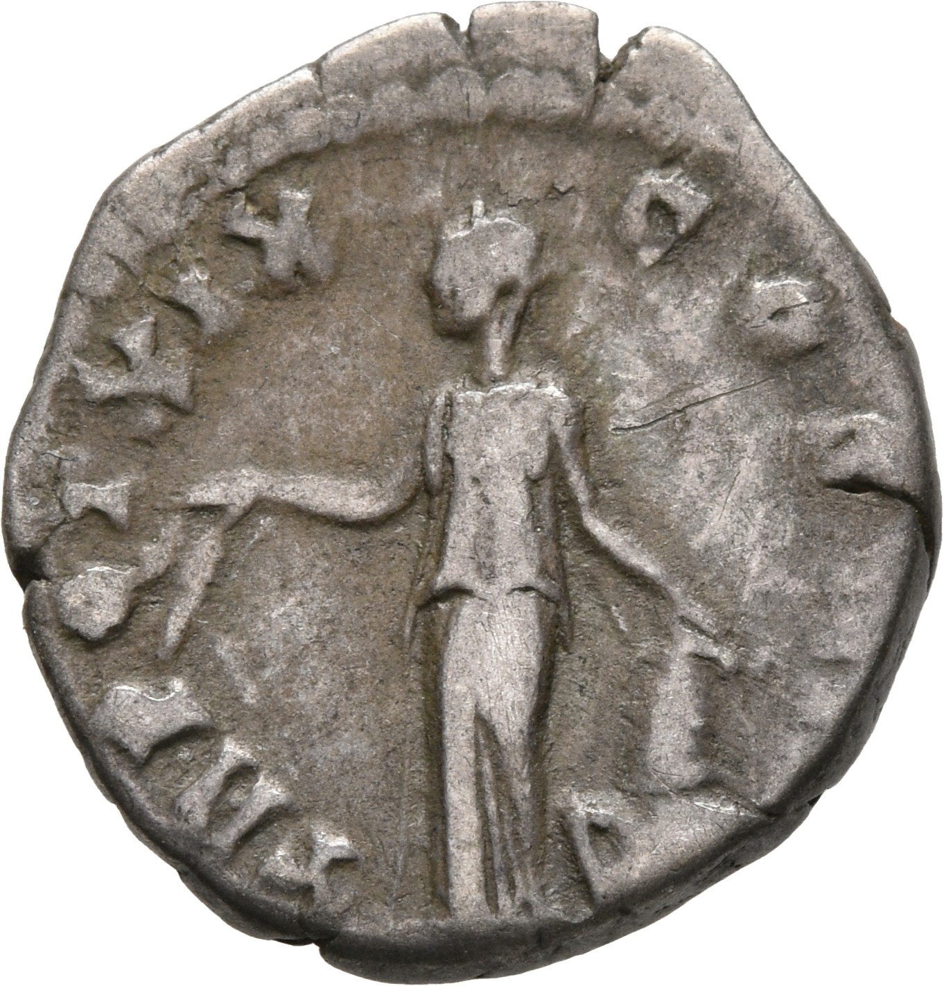 RIC III Antoninus Pius 249 Antoninus Pius reverse, Annona, draped, standing left, holding two corn-ears downwards in right...