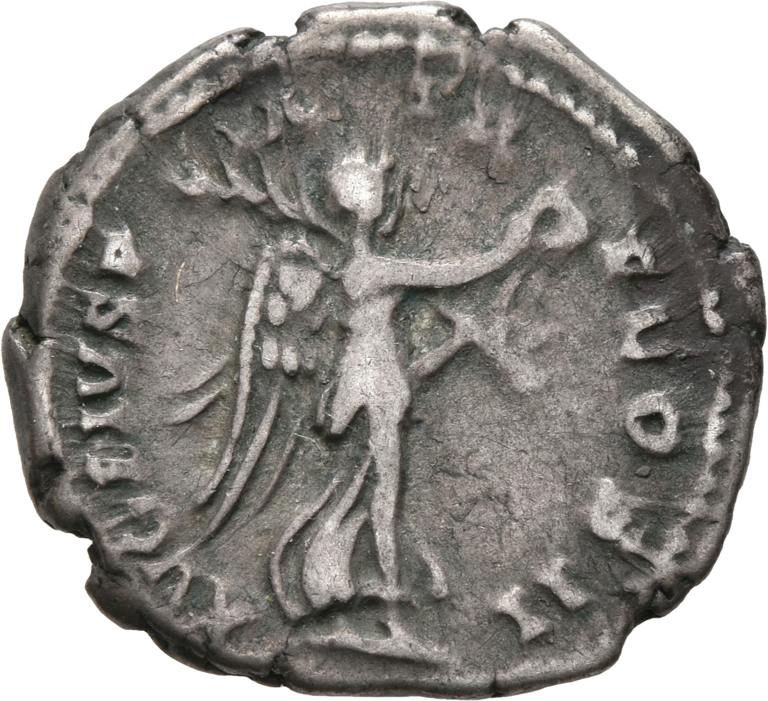 RIC III Antoninus Pius 25 Antoninus Pius reverse, Victory, draped, advancing right, holding wreath in raised right hand an...