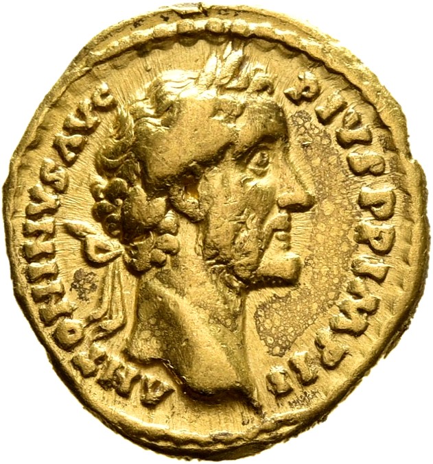 RIC III Antoninus Pius 255a Antoninus Pius obverse, Head of Antoninus Pius, laureate, right