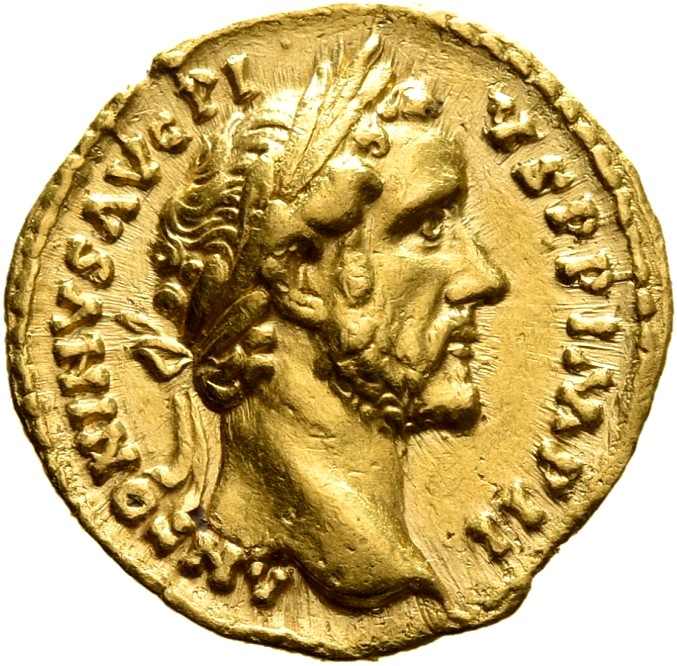 RIC III Antoninus Pius 256a Antoninus Pius obverse, Head of Antoninus Pius, laureate, right