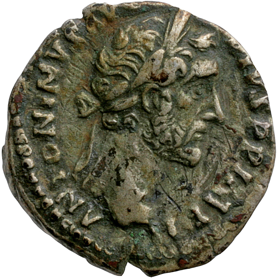 Antoninus Pius obverse — Head of Antoninus Pius, laureate, right