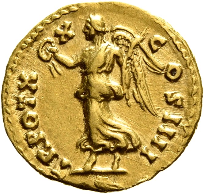 RIC III Antoninus Pius 266A Antoninus Pius reverse, Victory, winged, draped, advancing left, holding wreath in extended ri...