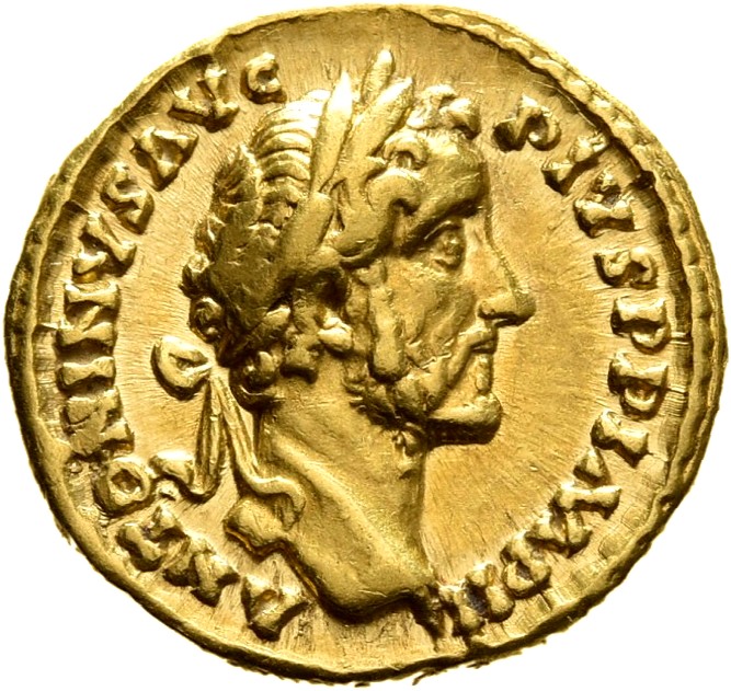 RIC III Antoninus Pius 266A Antoninus Pius obverse, Bust of Antoninus Pius, laureate, right, sometimes with drapery on lef...