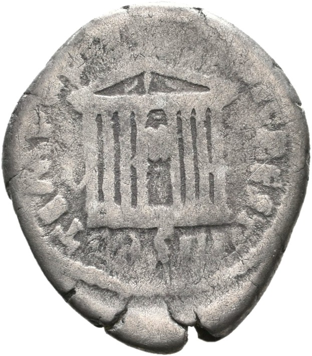 RIC III Antoninus Pius 272A Antoninus Pius reverse, Octastyle temple, in which are steated statues of Divus Augustus and L...