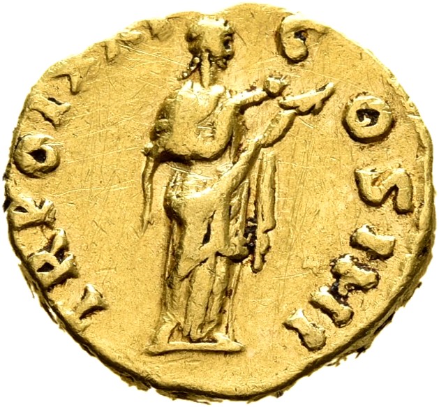 RIC III Antoninus Pius 279B Antoninus Pius reverse, Salus, draped, standing right, feeding out of patera in left hand snak...