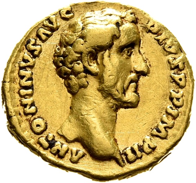 RIC III Antoninus Pius 279B Antoninus Pius obverse, Head of Antoninus Pius, bare, right