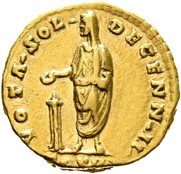 RIC III Antoninus Pius 292A (aureus) Antoninus Pius reverse, Antoninus Pius, veiled, togate. standing left, sacrificing ou...