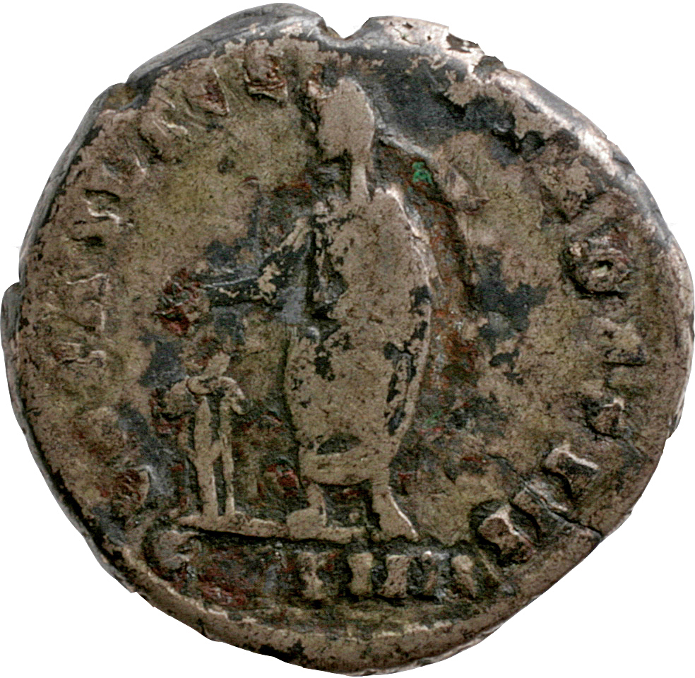 Antoninus Pius reverse — Antoninus Pius, veiled, togate. standing left, sacrificing out of patera in right hand over tripod-altar left, and holding roll in left hand at side