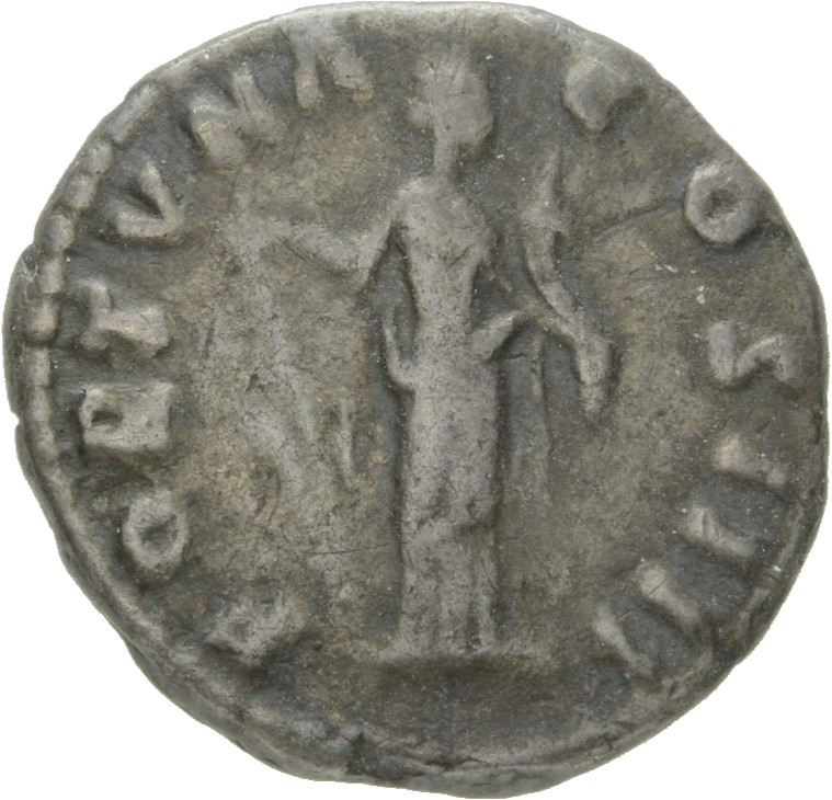 RIC III Antoninus Pius 300A Antoninus Pius reverse, Fortuna, draped, standing right, holding rudder, nearly vertical and s...