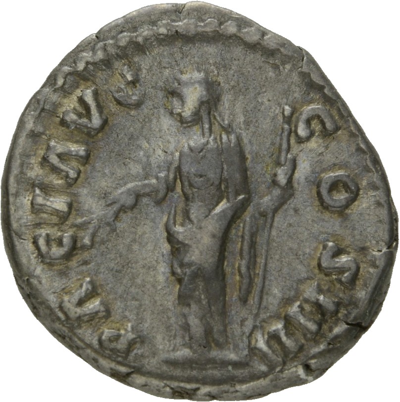 RIC III Antoninus Pius 301 Antoninus Pius reverse, Pax, draped, standing left, holding branch downwards in right hand and ...