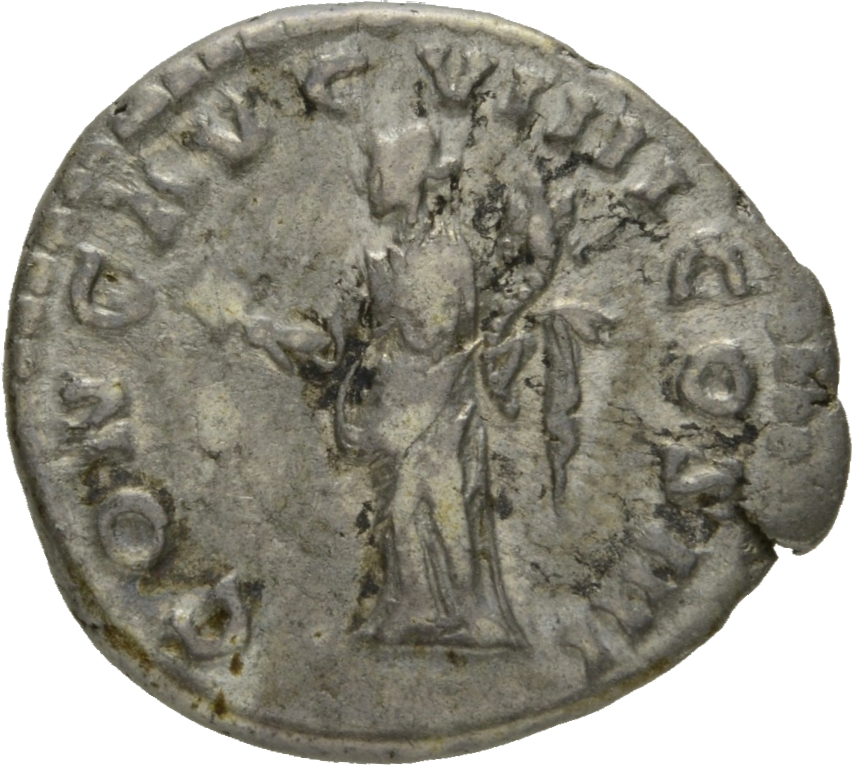 RIC III Antoninus Pius 308 Antoninus Pius reverse, Liberalitas, draped, standing left, holding up abacus in right hand and...