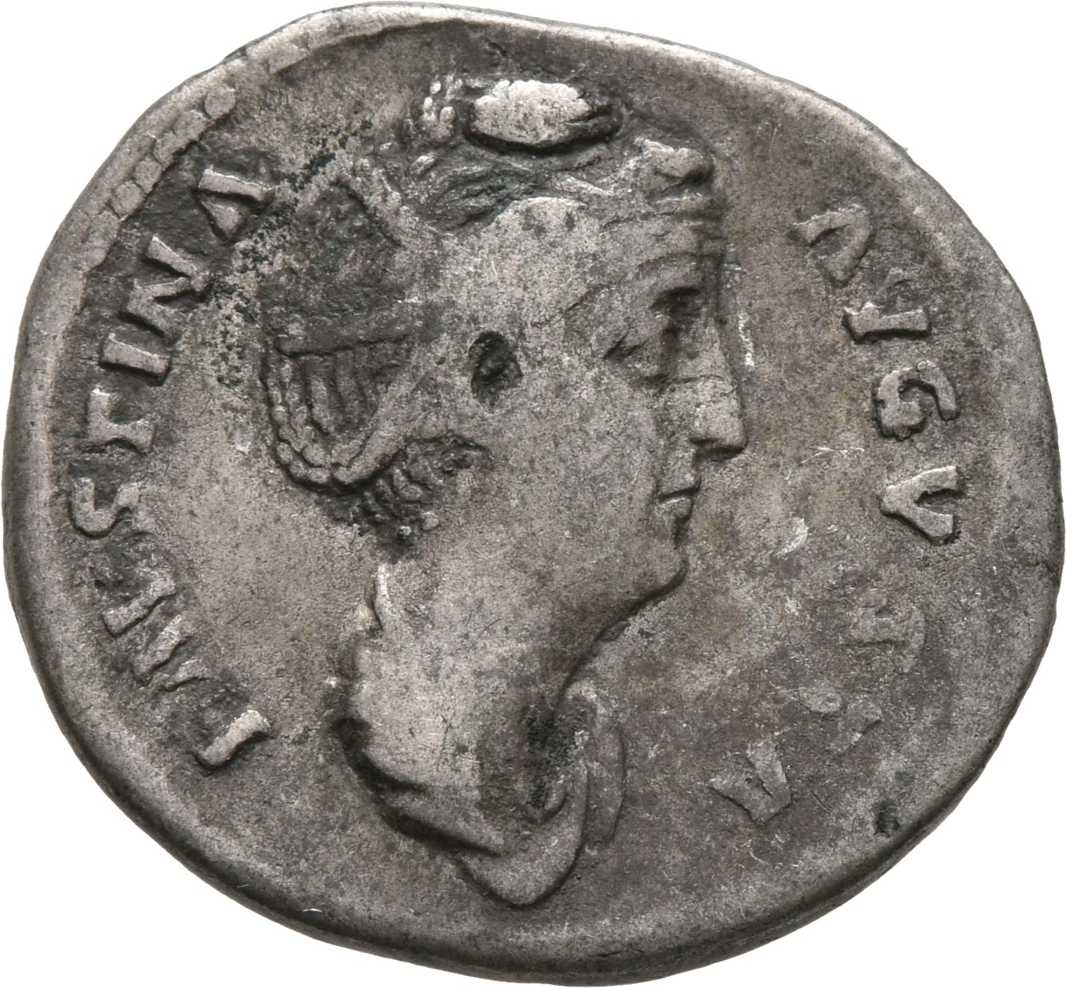 RIC III Antoninus Pius 335 Antoninus Pius obverse, Bust of Faustina the Elder, draped, right, hair elaborately waved in se...