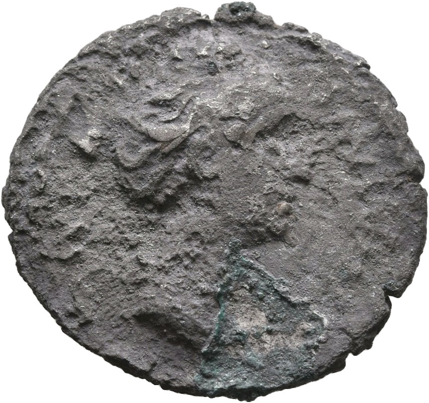 Antoninus Pius obverse — Bust of Faustina the Elder, draped, right, hair elaborately waved in several loops round head and drawn up and coiled on top