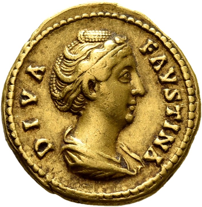 RIC III Antoninus Pius 349Aa Antoninus Pius obverse, Bust of Faustina the Elder, draped, right, hair elaborately waved in ...