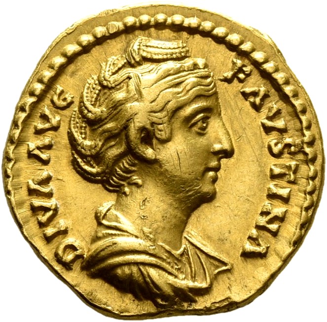 RIC III Antoninus Pius 349B Antoninus Pius obverse, Bust of Faustina the Elder, draped, right, hair elaborately waved in s...