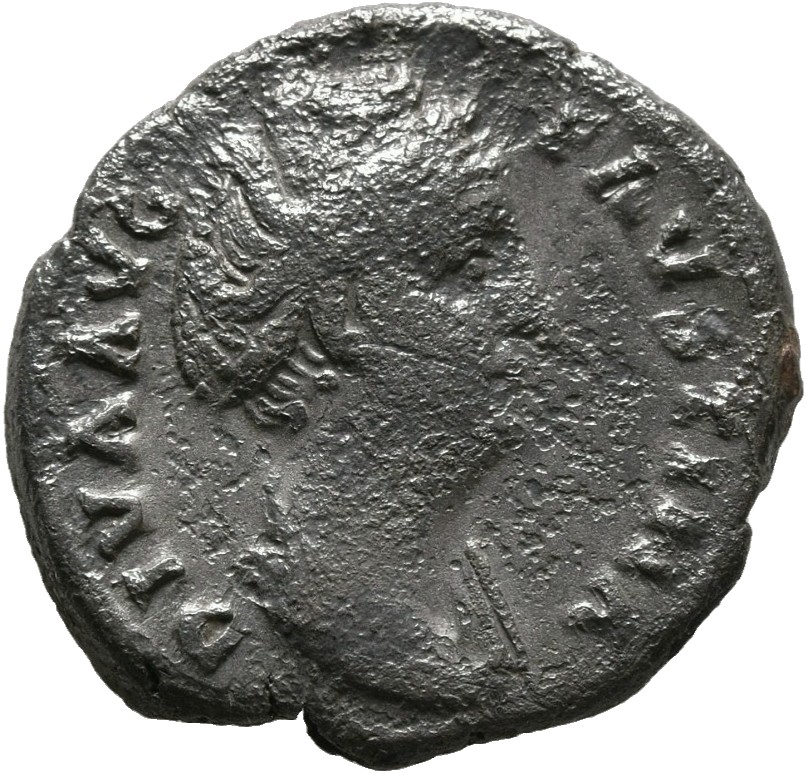 RIC III Antoninus Pius 350Aa (denarius) Antoninus Pius obverse, Bust of Faustina the Elder, draped, right with hair elabor...