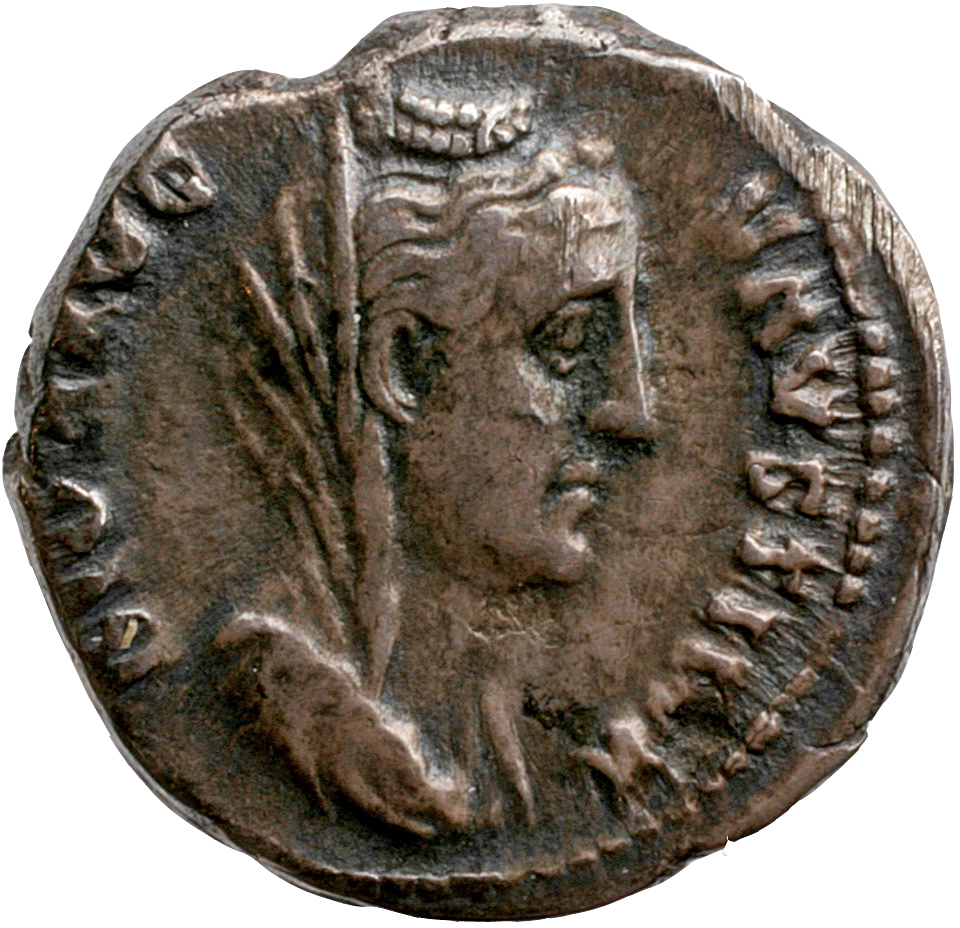 RIC III Antoninus Pius 350Ab (denarius) Antoninus Pius obverse, Bust of Faustina the Elder, veiled, draped, right with hai...