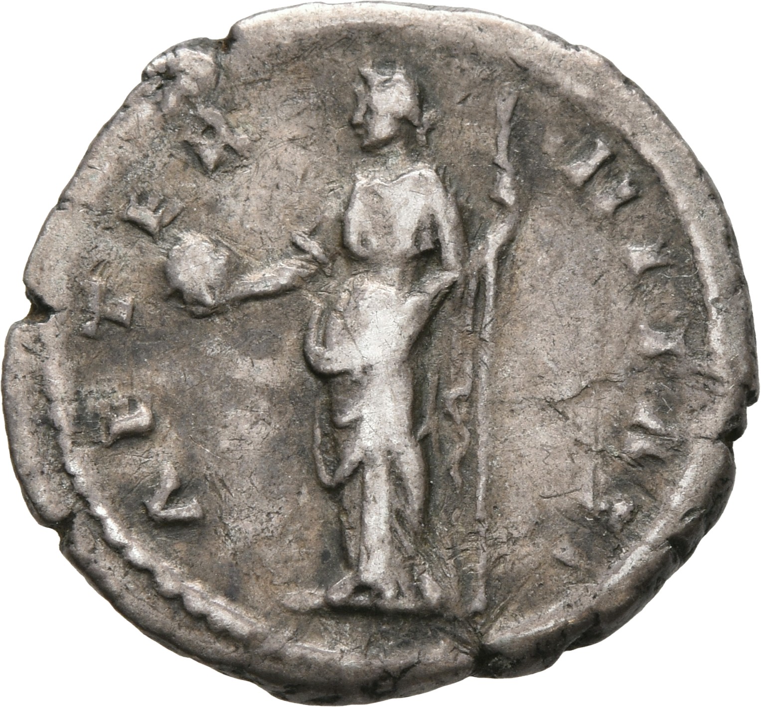RIC III Antoninus Pius 350Ab (denarius) Antoninus Pius reverse, Providentia, draped, standing left, holding globe in exten...