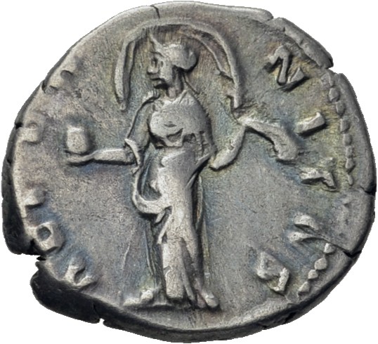 RIC III Antoninus Pius 351a Antoninus Pius reverse, Providentia(?), veil blown out in round behind head, standing left, ho...