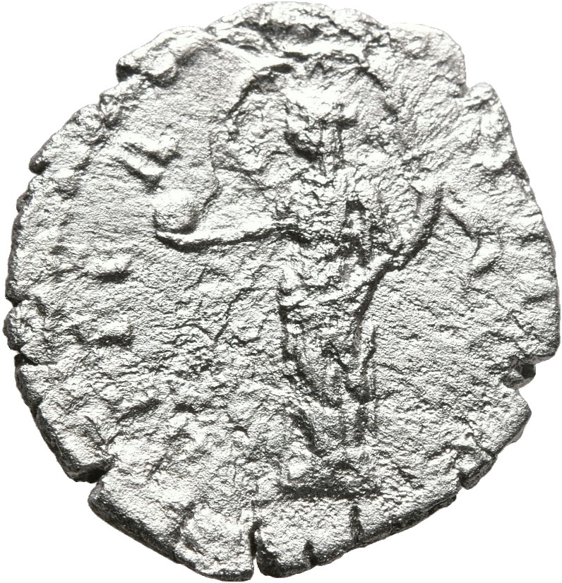 RIC III Antoninus Pius 351b Antoninus Pius reverse, Providentia(?), veil blown out in round behind head, standing left, ho...