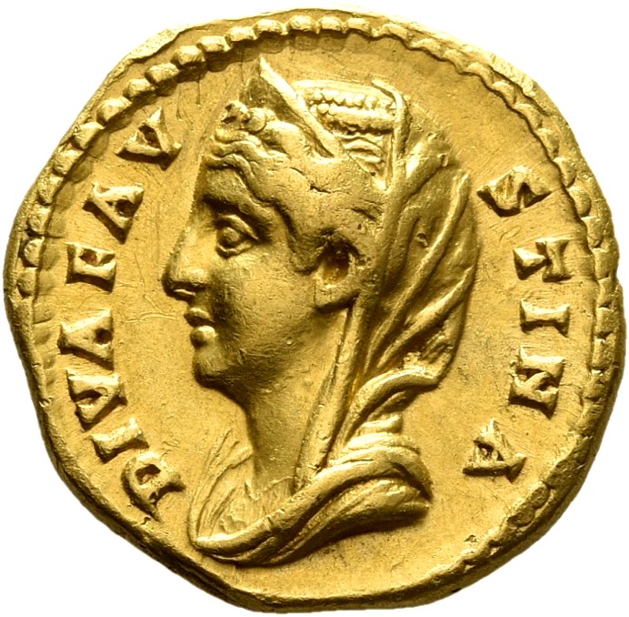 RIC III Antoninus Pius 356d Antoninus Pius obverse, Bust of Faustina the Elder, veiled, diademed, draped, left with hair e...
