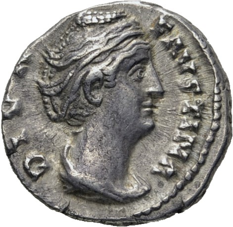 RIC III Antoninus Pius 362 Antoninus Pius obverse, Bust of Faustina the Elder, draped, right, hair elaborately waved in se...