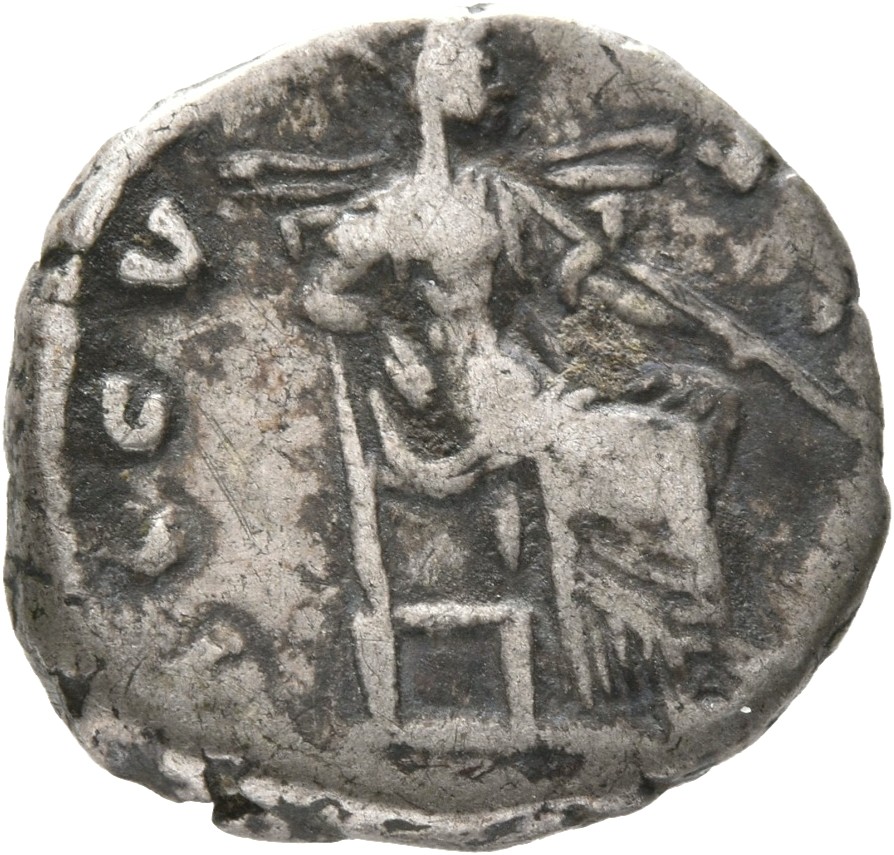 RIC III Antoninus Pius 363 Antoninus Pius reverse, Juno, veiled, draped, seated right on seat with back, resting right arm...
