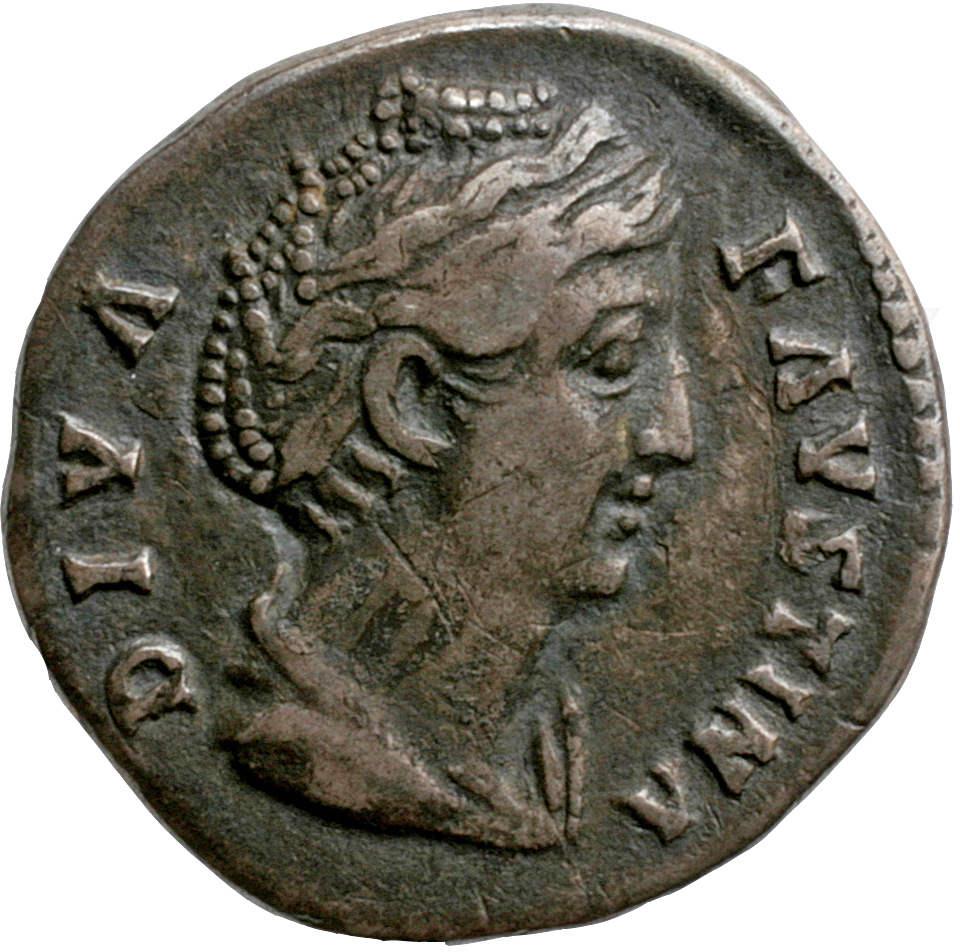 RIC III Antoninus Pius 366a (denarius) Antoninus Pius obverse, Bust of Faustina the Elder, draped, right, hair elaborately...