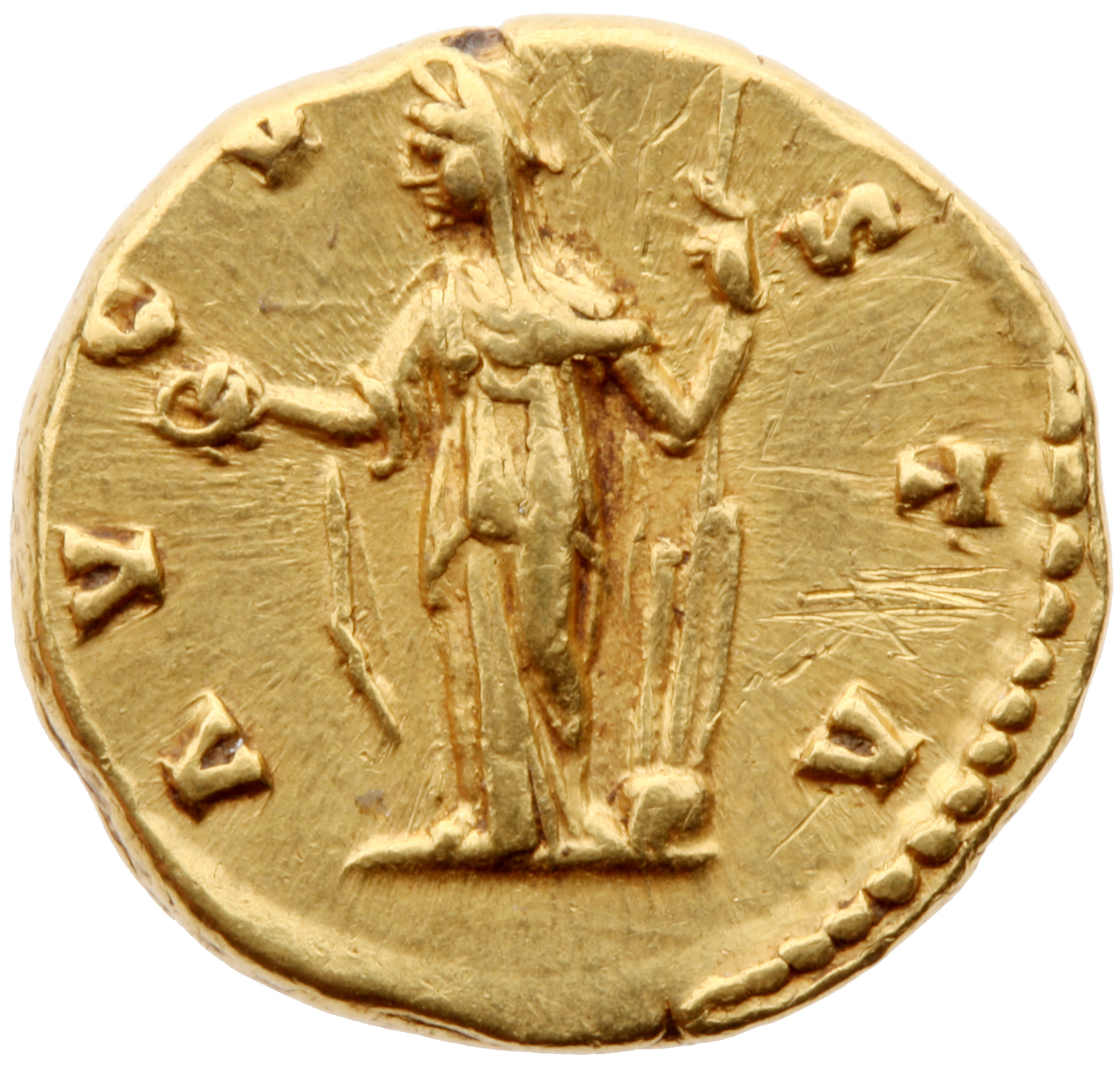 RIC III Antoninus Pius 372 Antoninus Pius reverse, Fortuna, draped, standing0 left, holding patera in extended right hand ...