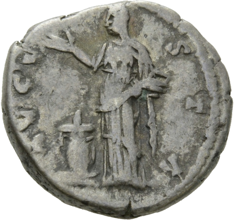 RIC III Antoninus Pius 373 Antoninus Pius reverse, Pietas, draped, standing left, holding right hand over lighted altar le...