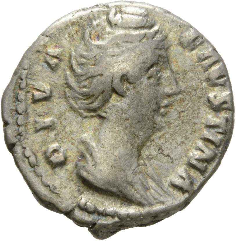 RIC III Antoninus Pius 374 Antoninus Pius obverse, Bust of Faustina the Elder, draped, right, hair elaborately waved in se...