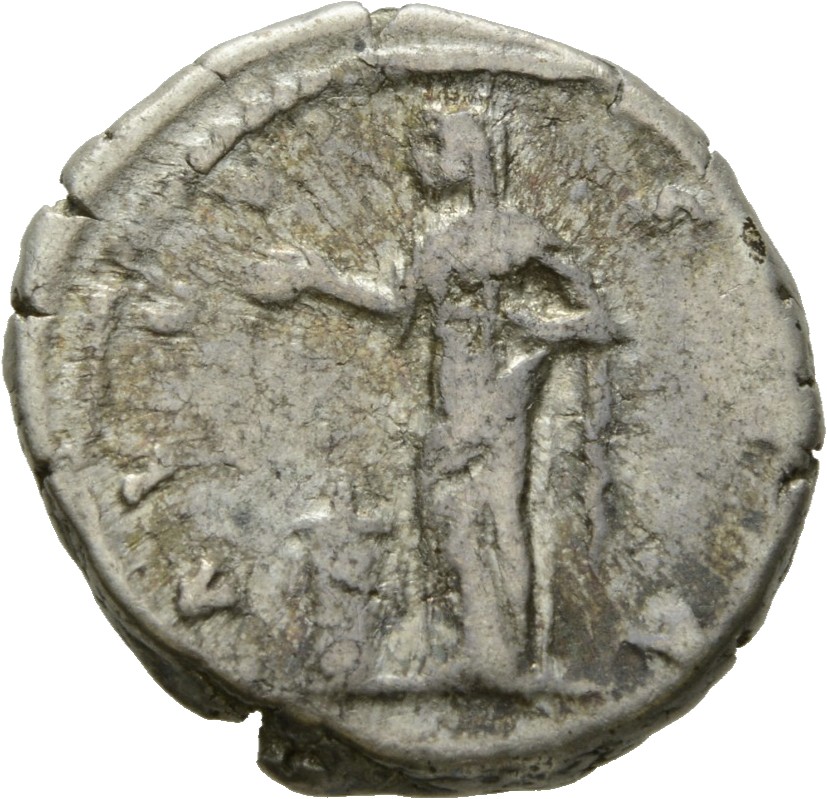 RIC III Antoninus Pius 374 Antoninus Pius reverse, Pietas, standing left by altar, raising right hand, left hand at side
