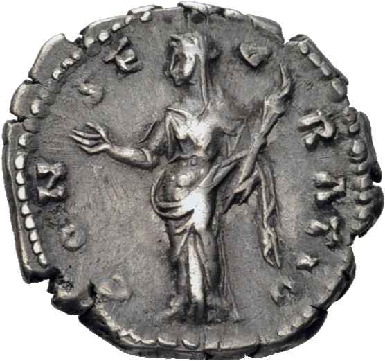 RIC III Antoninus Pius 382A Antoninus Pius reverse, Ceres, veiled, draped, standing left, raising right hand and holding l...