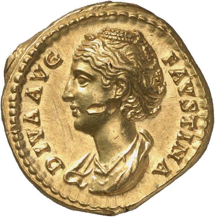 RIC III Antoninus Pius 383c Antoninus Pius obverse, Bust of Faustina the Elder, draped, left, hair elaborately waved in se...