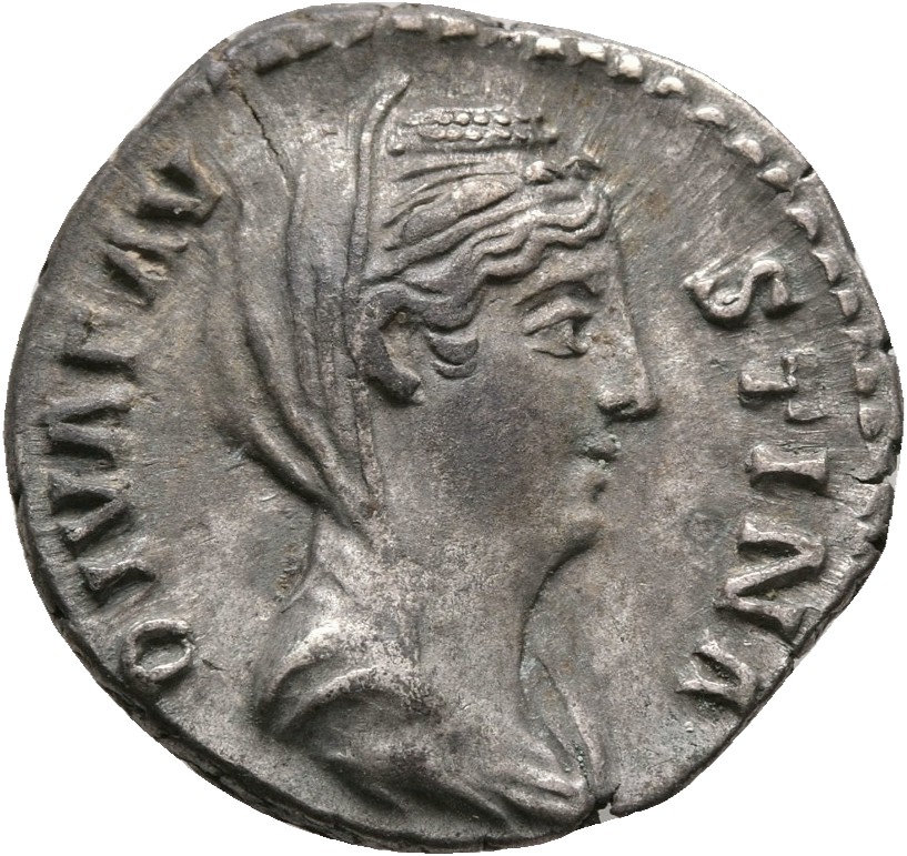 RIC III Antoninus Pius 384b Antoninus Pius obverse, Bust of Faustina the Elder, veiled, draped, right with hair elaboratel...